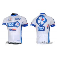 2012 FDJ-BigMatFietsshirt Korte mouw wit blauw 3843