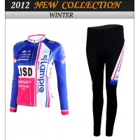 2012 Dames Lampre Fietskleding Fietsshirt lange mouw+Lange fietsbroeken 3662