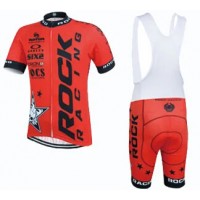 2015 Rock Racing rood Fietskleding Set Fietsshirt Korte Mouwen+Fietsbroek Bib Korte 2215