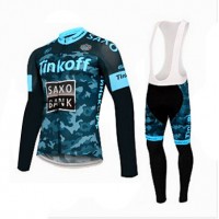 2015 Saxo bank tinkoff Fietskleding Fietsshirt lange mouw+Lange fietsbroeken Bib 1975