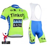 2015 Saxo Bank Tinkoff Fietskleding Fietsshirt Korte+Korte Fietsbroeken Bib Fluorescence 1945
