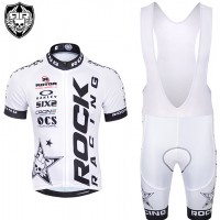 2015 Rock Racing wit Fietskleding Fietsshirt Korte+Korte Fietsbroeken Bib 2229