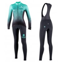 2022 Bianchi Milano Sernio Women Fietskleding Fietsshirt Lange Mouw+Lange Fietsbroek Bib Set XkRbS