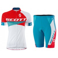 2015 Scott rood-wit Dames Fietsshirt Korte Mouwen+Fietsbroek 3516