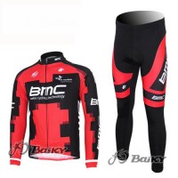 BMC Racing Pro Team Fietspakken Fietsshirt lange mouw+lange fietsbroeken rood 4350