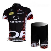Orbea Pro Team Fietskleding Fietsshirt Korte Mouwen+Fietsbroek Korte zeem zwart blauw 445