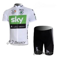 SKY Pro Team Fietskleding Fietsshirt Korte Mouwen+Fietsbroek Korte zeem wit groen 535