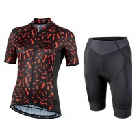 Dames NALINI Red Shoes Wielerkleding Wielershirt Korte Mouw+Korte Fietsbroeken Zwart Rood KG303 KG303