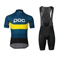 2020 POC Essential Road Logo Fietskleding Wielershirt Korte Mouw+Korte Fietsbroeken Bib Zwart Blauw Geel GRXJV GRXJV
