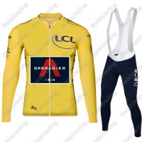 Team INEOS Grenadier Tour De France 2021 Mannen Wielerkleding Set Fietsshirts Lange Mouw+Lange Fietsrbroek Bib Yellow 2021154