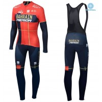2019 Merida Bahrain rood Thermo Wielerkleding Set Wielershirts lange mouw+fietsbroek lang met MZPH928