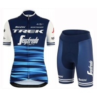 2019 Trek-Segafredo Dames blauw Fietskleding Set Fietsshirt Korte Mouw+Korte fietsbroeken AQMA418