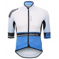 Santini Profteams 2017 Photon 30 wit-blauw Fietsshirt Korte Mouw 546QWTEA 2017082332