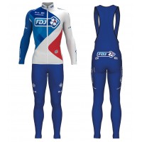 2017 Pro Team FDJ wit Fietskleding Wielershirt lange mouw+Lange fietsbroeken Bib 2469