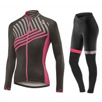 2017 Liv Accelerate Dames zwart-Rose Fietskleding Wielershirt lange mouw+Lange fietsbroeken Bib 2492