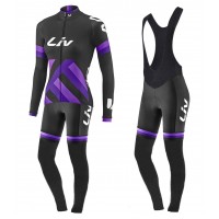 2017 Liv Race Day Dames zwart-Purple Fietskleding Wielershirt lange mouw+Lange fietsbroeken Bib 2493