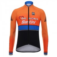 2017 De-Rosa Pro Team Orange-zwart Fietsshirt lange mouw 2457