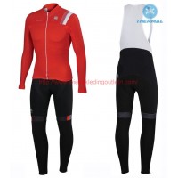 2016 Sportful JSW rood Winter Set Wielerkleding Wielershirt lange mouw+Lange fietsbroeken Bib 213741