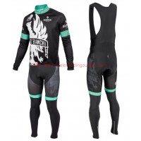 2016 Bianchi Milano Sorisole zwart-groen Set Wielerkleding Wielershirt lange mouw+Lange fietsbroeken Bib 213535