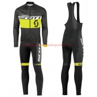 2016 Scott Team zwart-geel Set Wielerkleding Wielershirt lange mouw+Lange fietsbroeken Bib 213657