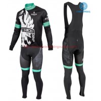2016 Bianchi Milano Sorisole zwart-groen Winter Set Wielerkleding Wielershirt lange mouw+Lange fietsbroeken Bib 213536