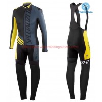 2016 Specialized Pro Team SZK zwart-grijs-geel Winter Set Wielerkleding Wielershirt lange mouw+Lange fietsbroeken Bib 213725