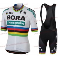 BORA- hansgrohe World Champion Team 2018 Wielerkleding Set Wielershirt korte mouwen+Fiets Koersbroek D116